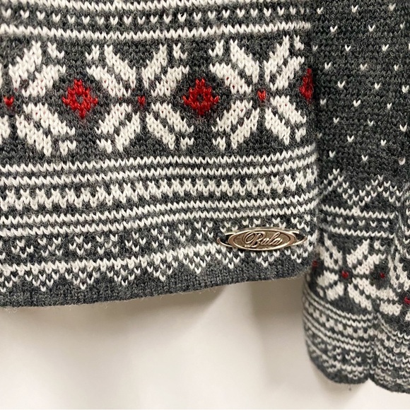 BULA Gray, White & Red Fair Isle Wool Blend Pullover Sweater - Picture 3 of 7